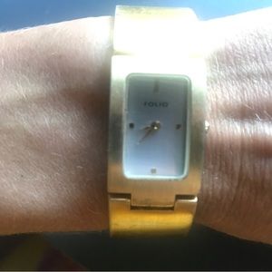 Folio Gold toned metal watch